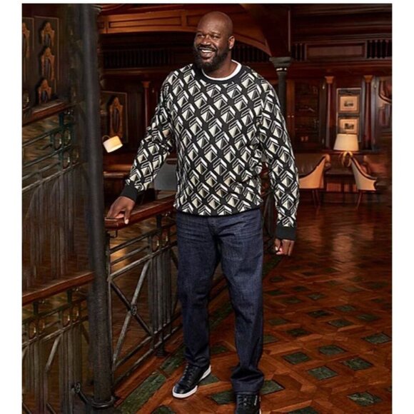 Shaquille O’Neal XLG Geo Pattern Big And Tall Crew Neck Long Sleeve Pullover New - Picture 3 of 5